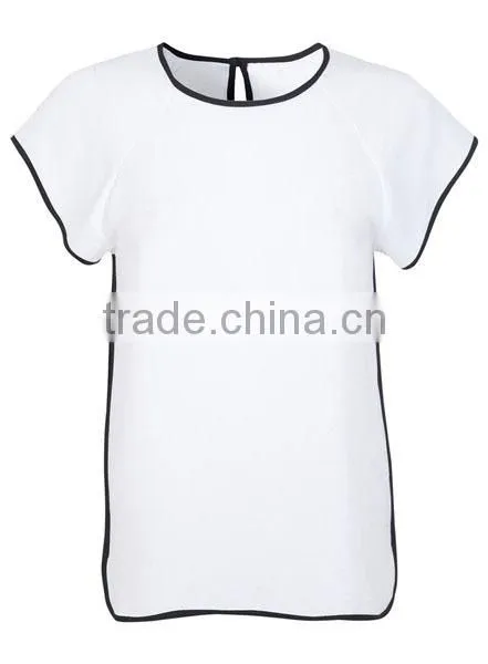 Sporty Loose Short Sleeves Design Fashion Plain White T Shirts