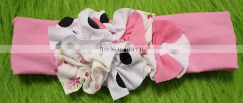 Boutique Stretchy Cotton Flower Headband For Baby Girl Wholesale Children Clothing sets Hairband For KIds