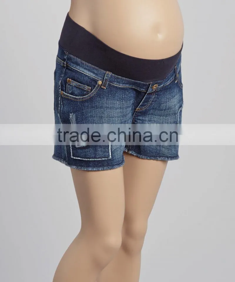 Hot Sales Maternity Shorts With Dark Wash Under-Belly Maternity Denim Shorts Women Clothes WP80817-15