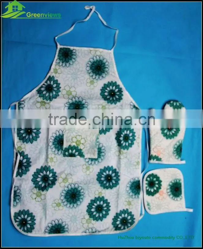 Wholesale Cotton Kids Cooking Apron Set kitchen sets Apron Oven mitt Pot holder