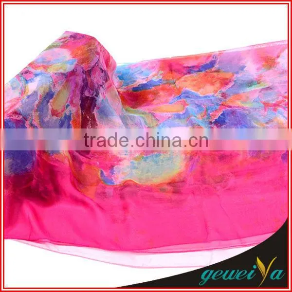 Rose Flower Digital Printed Chiffon Fashion Spring Scarf