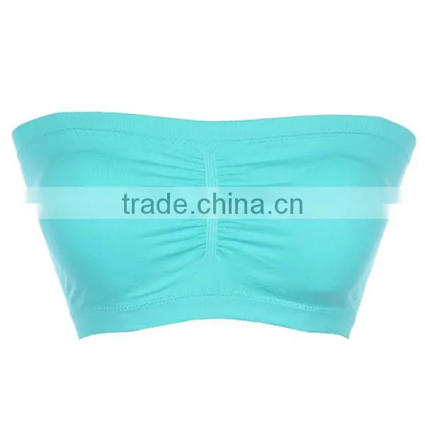 Seamless Spandex Layering PADDED BRA BANDEAU Crop Tube Top Strapless ONE SIZE-2