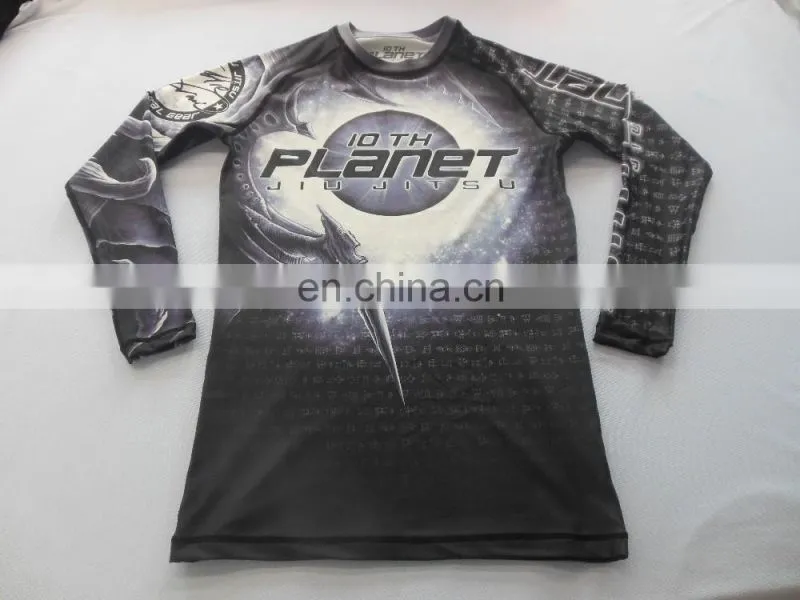Custom made design mma rash guard bjj rashguard branded
