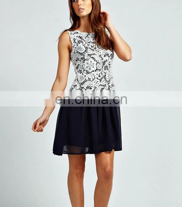 CHEFON Women fashion formal elegant lace blouse and skirt 2016