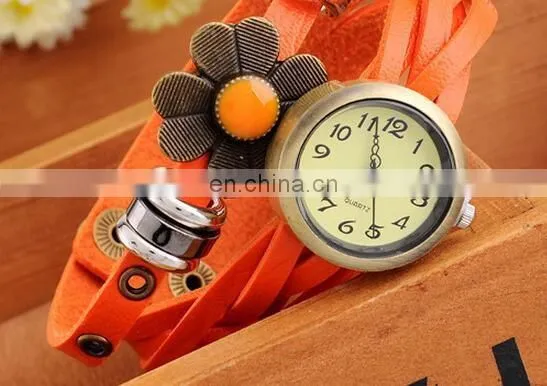 Colorful Retro Vintage Multilayer Faux Leather Strap Women Bracelet Quartz Wrist Watch Ladies relogio feminino clock