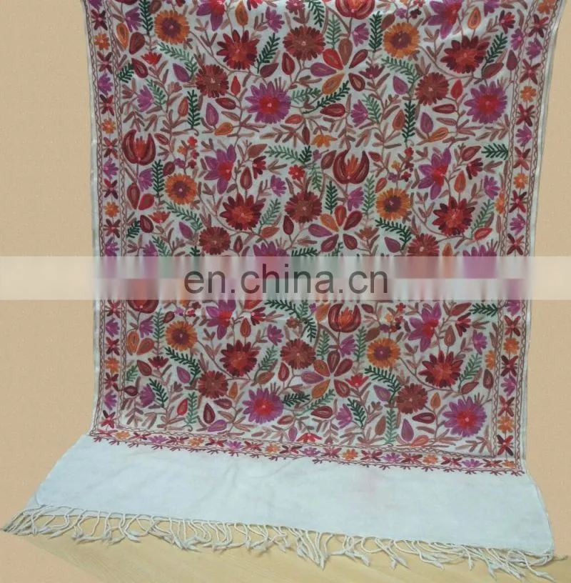 All over embroidered pure wool pashmina shawls