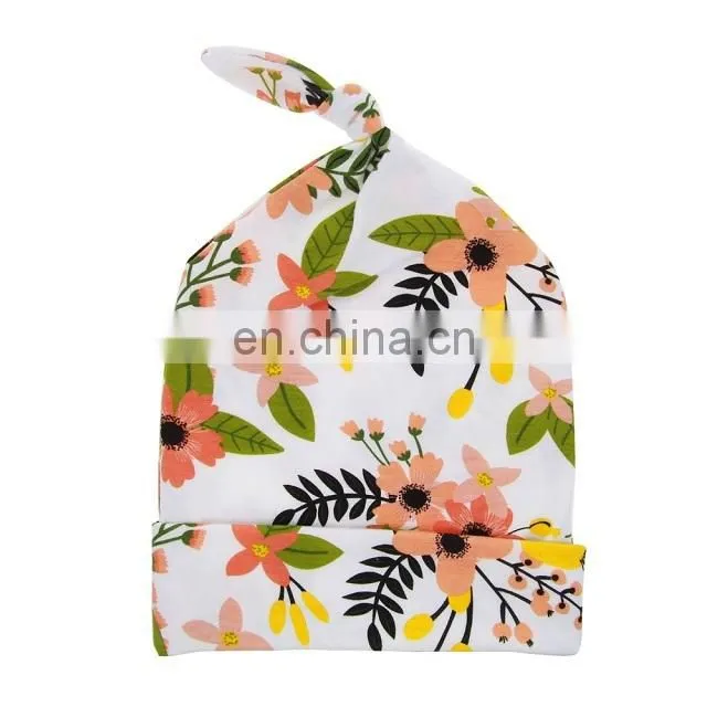 Newborn Infant Baby Cotton Floral Swaddle Blanket Hat With Receiving Blankets Set