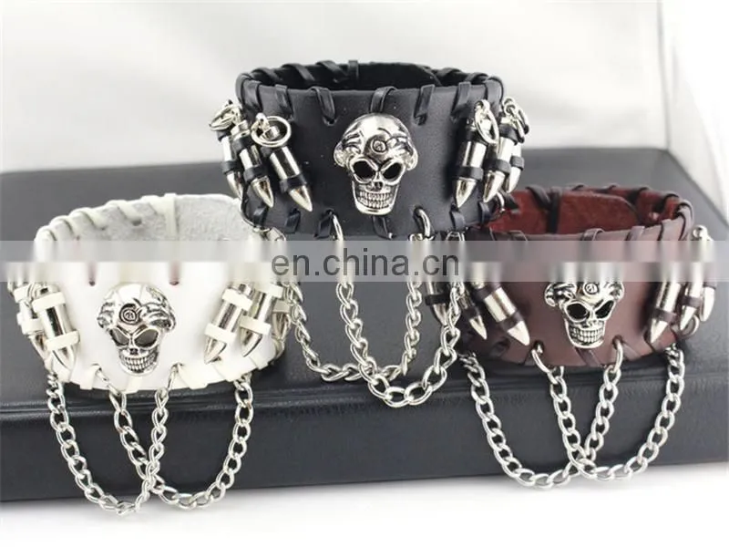 Fashion cool euramerican style decorative rivet punk thick leather bracelet
