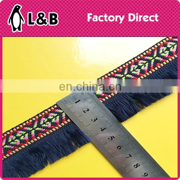 2017 Hot sale popular colorful soft garment jacquard fringe trimming