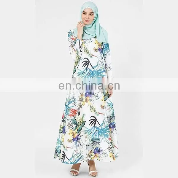 Custom fashion floral dress long sleeve muslim jubah new model abaya in dubai