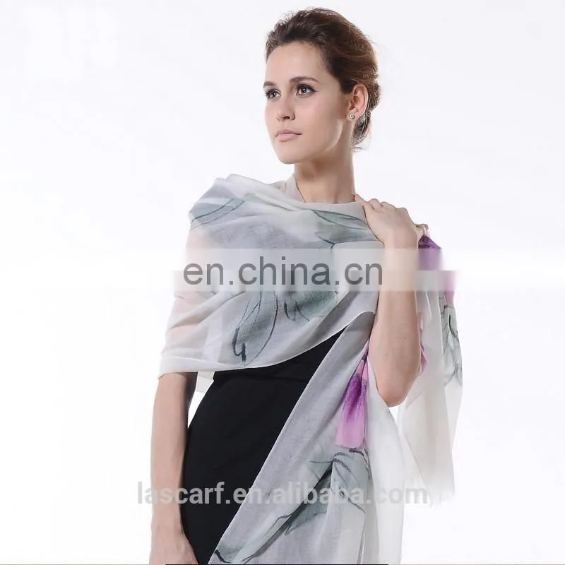 flower hand painted cashmere scarf