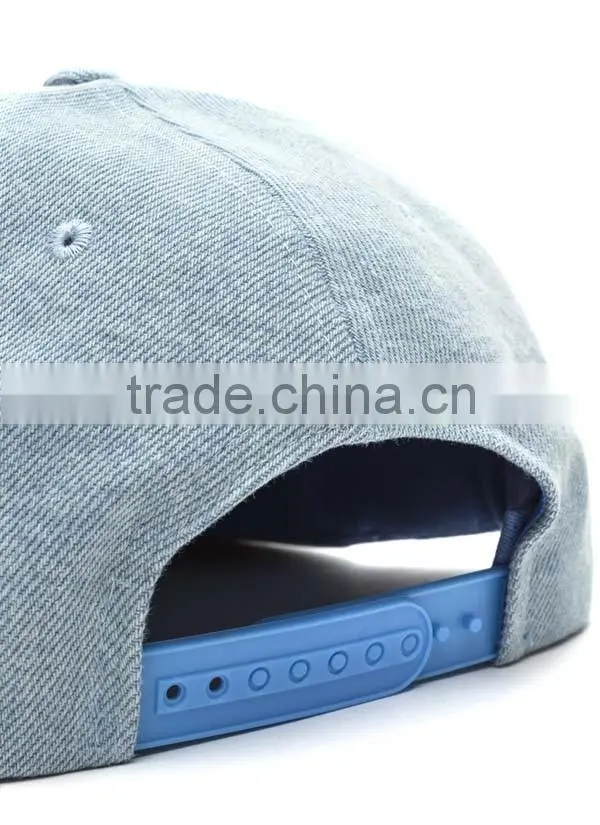High Quality Plain Denim Snapback Hat Blank Jean Snapback Cap