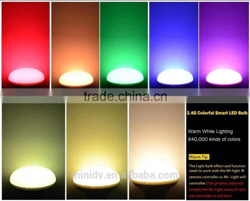 50000 Hours Lifespan 9W RGBW Mi.light E27 WiFi LED Bulb 6000-6500K Color Temperature Adjustable With Free Remote Android IOS APP
