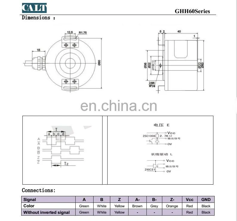 GHH60 15mm hollow incremental NPN encoder 2000PPR