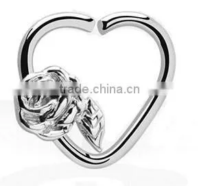 Heart and rose 316L surgical steel Tragus cartilage Daith Body Piercing Jewelry