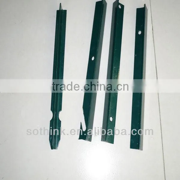 green painted farm fencing used t bar fence post