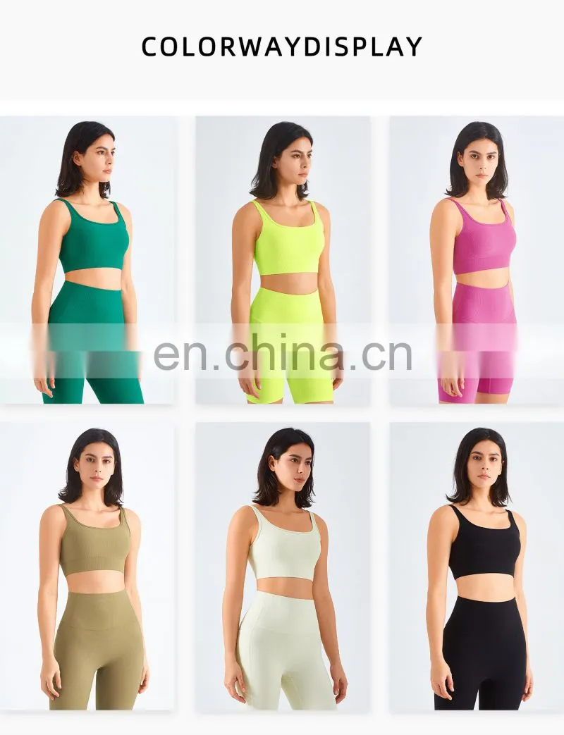 Custom Rib Adjustable Buckle Sports Bras Backless Gym High Impact Yoga Top