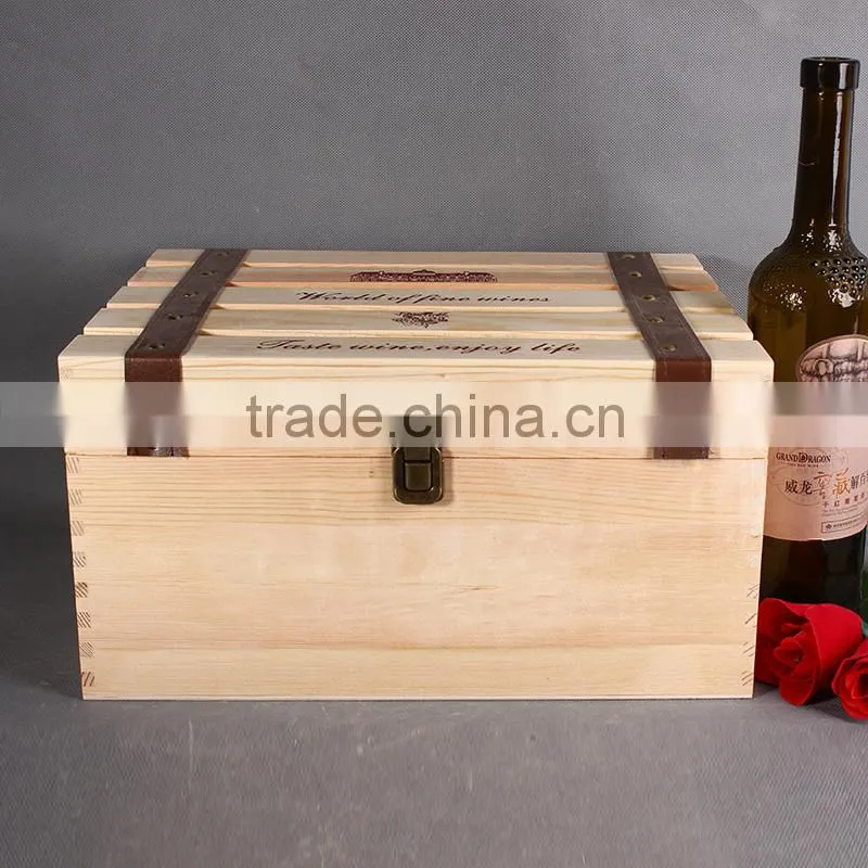 Natural Wood Wine Charm Packing Box For 6 Bottles
