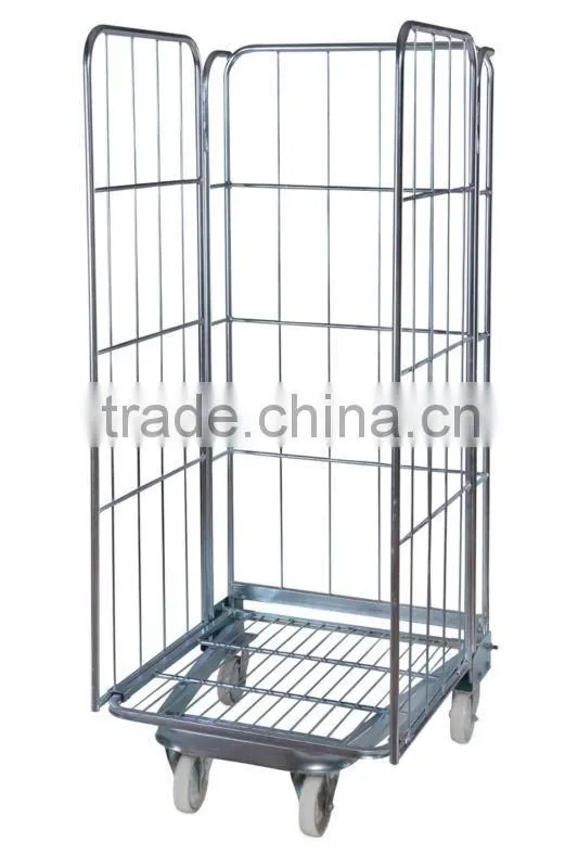 Luggage Hotel Logistic Storage Fold Wire Mesh 4 Sided Roll Cage