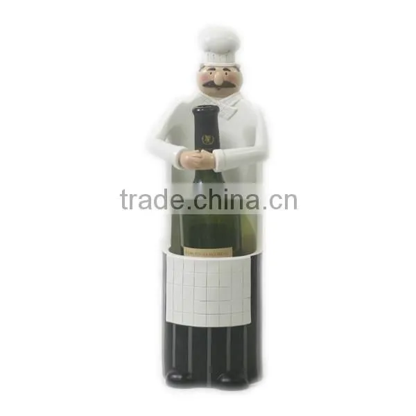 Cheap resin chef kitchenware wine bottle rack holder decoration