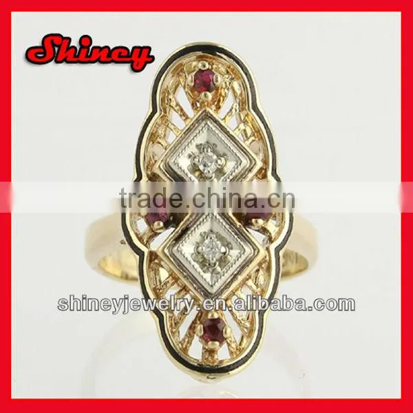 2014 high quality cz paved cool unique big silver ring