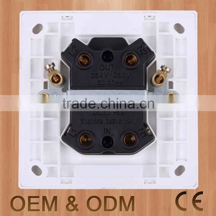Fashion white 20a china wall switch with neon light