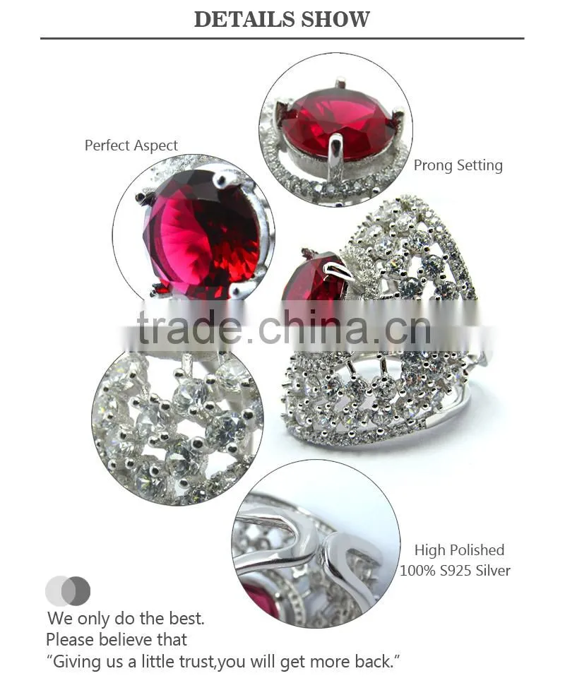 2015 fashion russian jewelry sets 925 cubic zircon woman silver wedding jewelry set