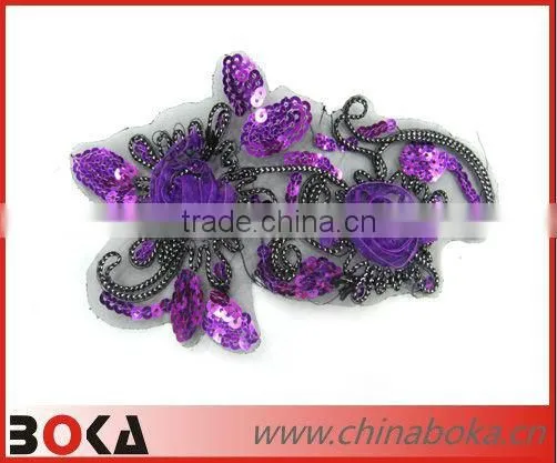 New design rhinestones lace trim patch for wedding dress