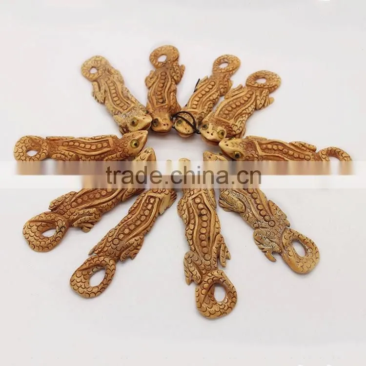 OB040 Jewelry making Supplie,Amazing Bone carving,Detail Hand carved large Gecko