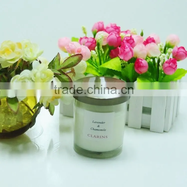 6oz scented candle in glass jar with metal lid &custom sticker