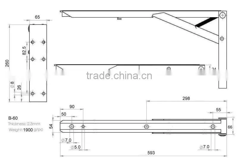 Heavy Duty Steel Metal Wall Folding Shelf Bracket