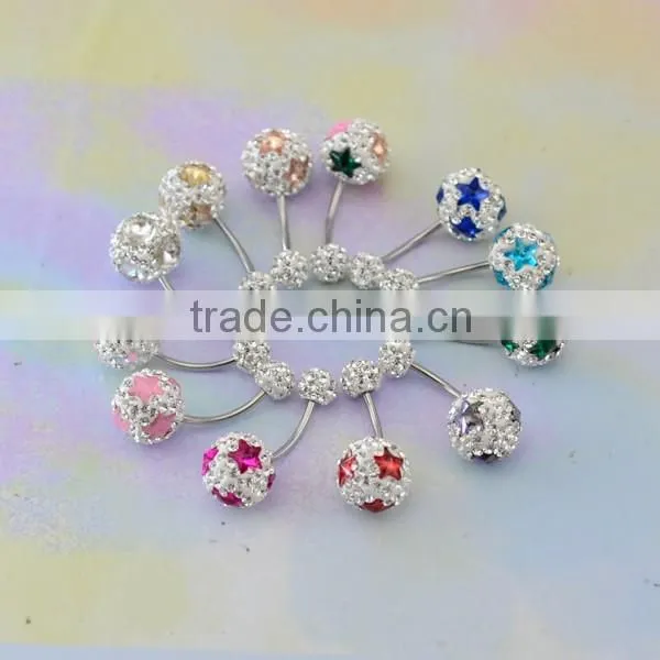 Nickel Free 316L Surgical Steel 14ga CZ Gem Paved Ferido Ball Belly Button Rings