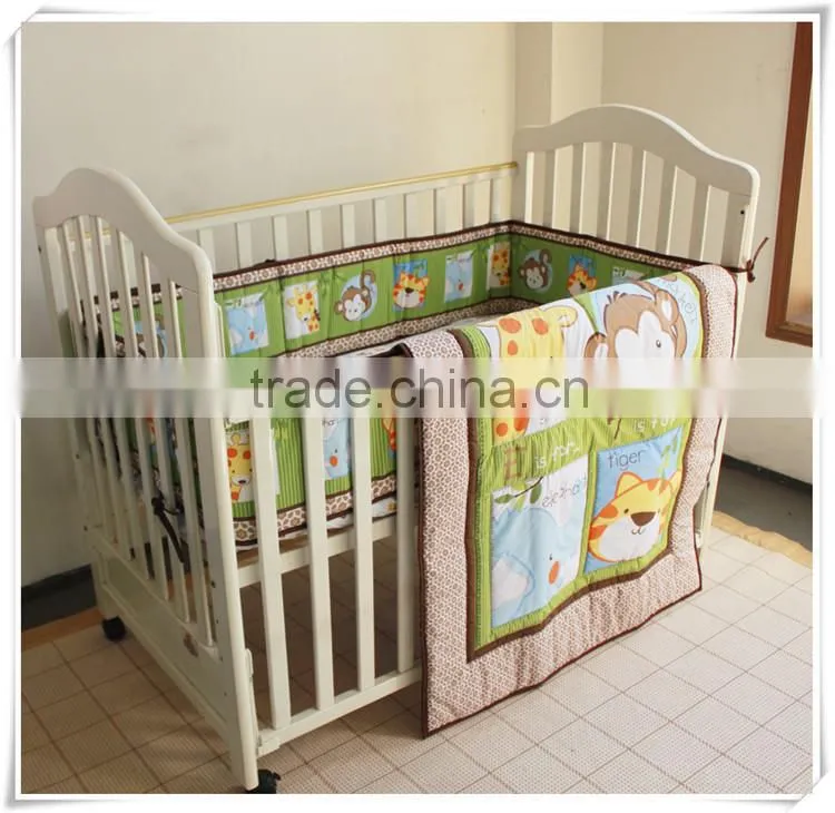 monkey and tiger 3pcs newborn european baby bedding set from professional manufacturer