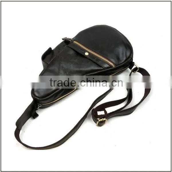 Fanshion design leisure shoulder backpack genuine leather chest bag for men