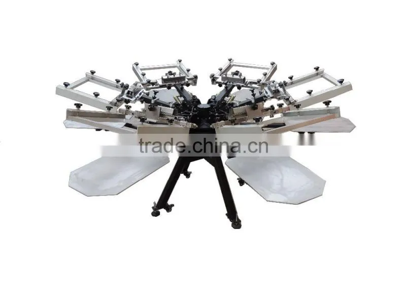 Double clamps manual 6 color 6 station screen machine with CE proved flash dryer
