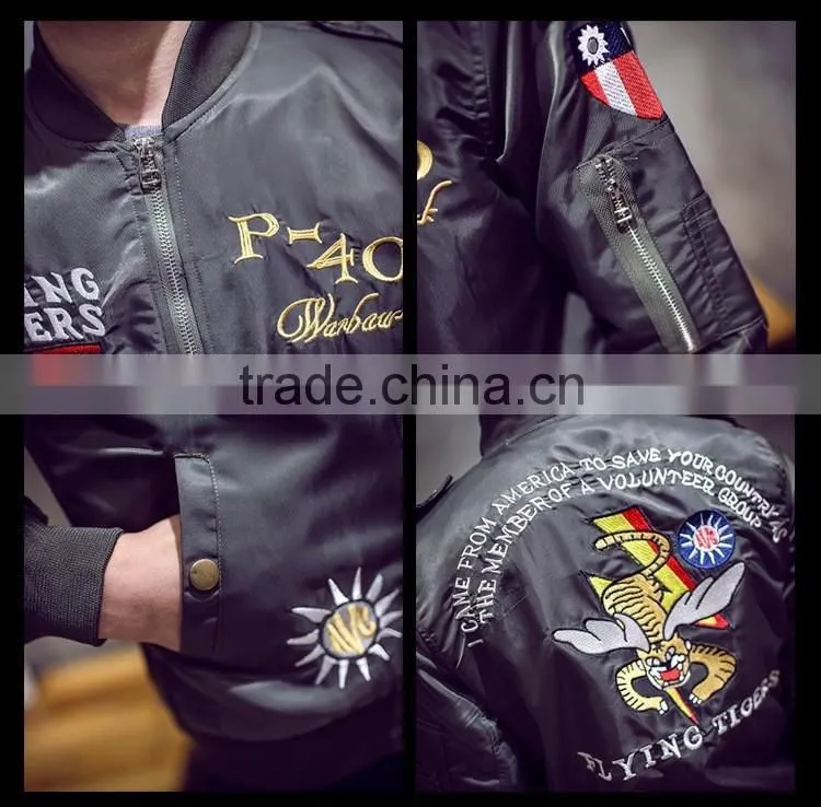 2016 Fashion Large Size Srping MA1 Air Force Pilot Coat Bomber Jacket with Retro Embroidery