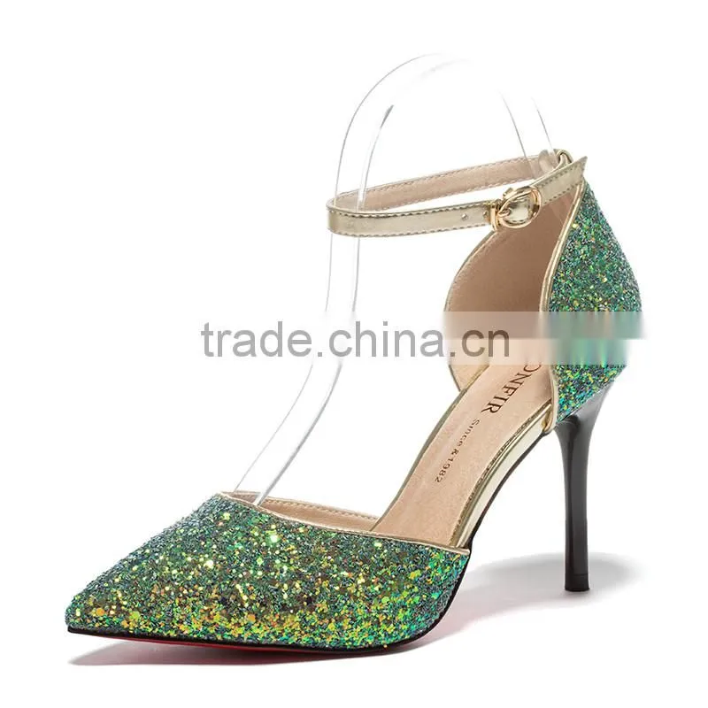 mature sexy girl glitter wedding high heel shoes