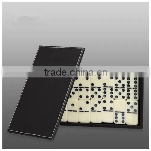 Black Sewing pu Leather Domino Set Box