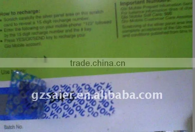 VOID stickers & VOID sticker guangzhou manufacture
