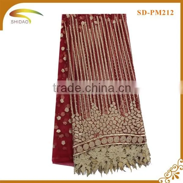 chantilly Red colour new fashion embroidery designs lace fabric wholesale dresses and clothes fabric