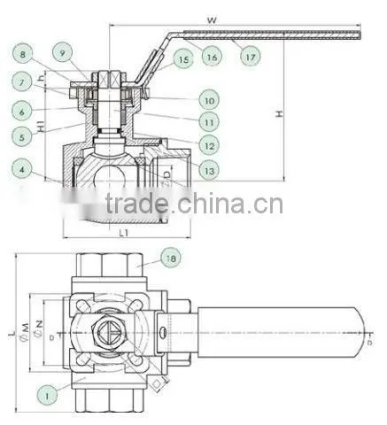 THREE-WAY BALL VALVE WITH DIRECT MOUNTING PAD SS316