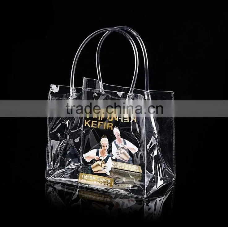 clear PVC bag,open top style shopping bag ,gift bag ,Cosmetic bag ,PVC pipe handle