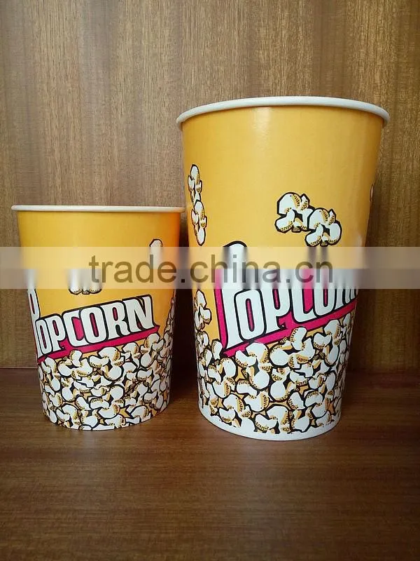 single wall disposable cold drinking eco-friendly taobao custom disposable paper popcorn cup for fast food container