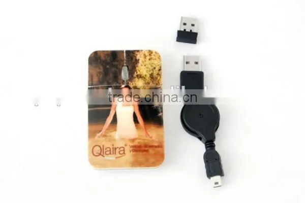 Rechargeable 2.4G Wireless Flat Slim Mouse with Led LOGO for promotional gift