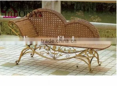 antique elegant european french style rattan chaise lounge