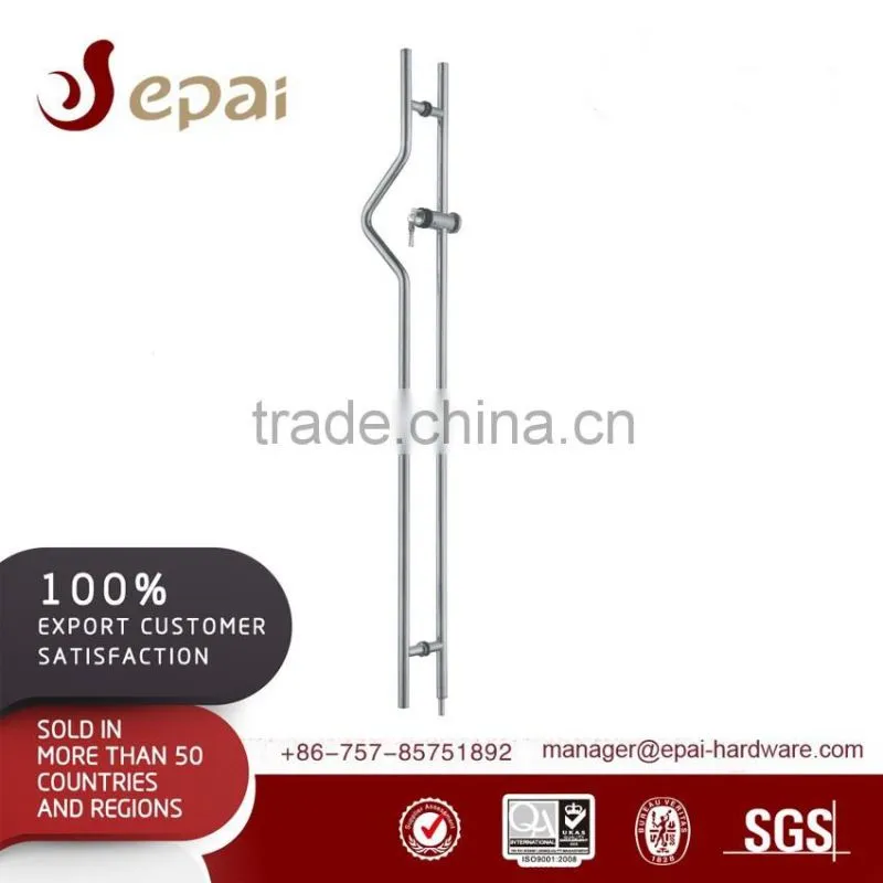 Modern design door pull handle with lock for exterior glass door