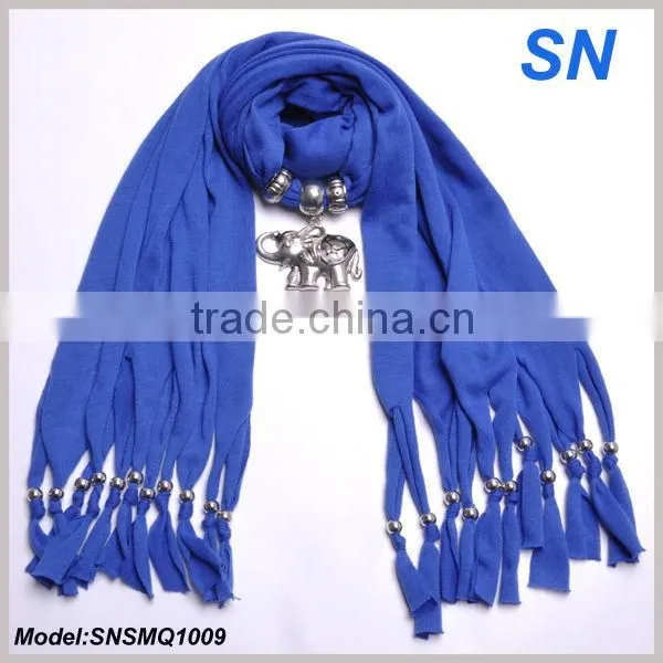 Hotsale Jersey Knit Jewelry Pendant scarve in blue