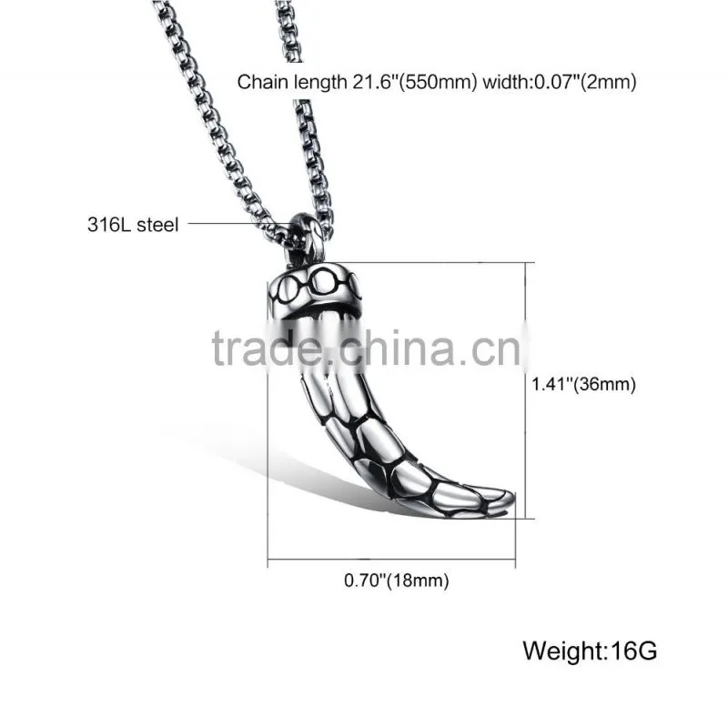 wholesale fashion jewelry on Alibaba antique buffalo horn necklace with chain for men