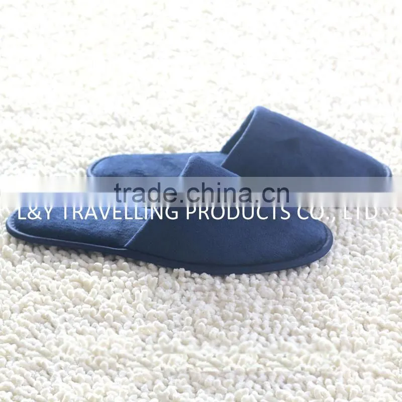Mens classic grid nap fabric closed toe hotel SPA indoor Slippers