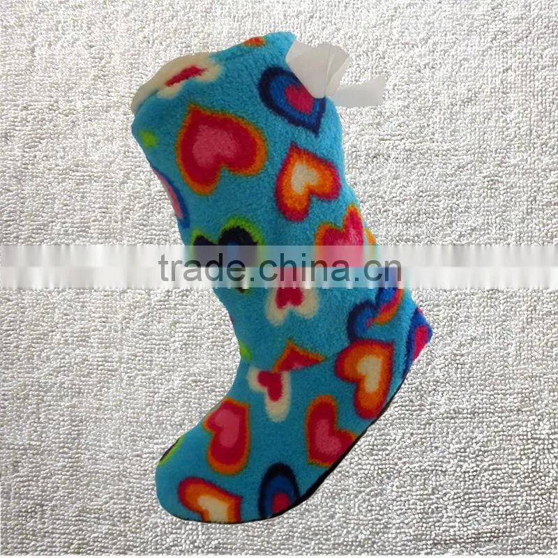 Women winter coral fleece hearts pattern slipper indoor boots